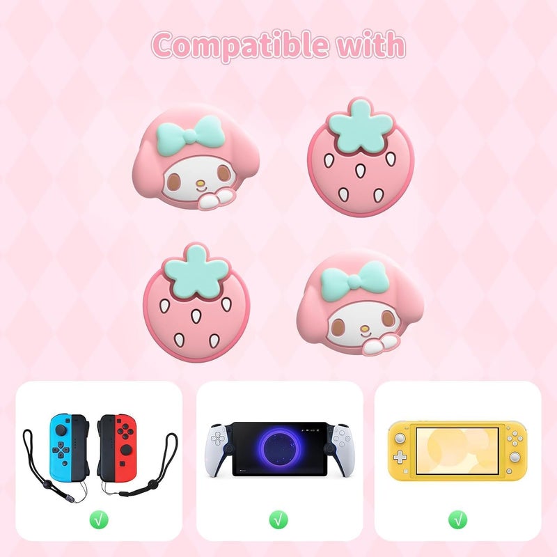 Kuitmor Switch Joy Con Thumb Grip Caps,4PCS Soft Silicone Joystick Cover,Cute Analog Stick Cap Compatible with Switch/OLED/Lite - Image 2